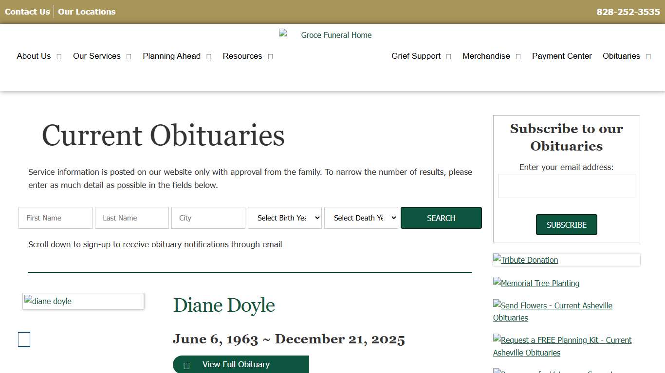 Asheville Obituaries, Current Services – Groce Funeral Home – Asheville