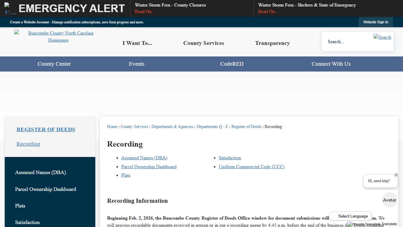 Recording Buncombe County, NC