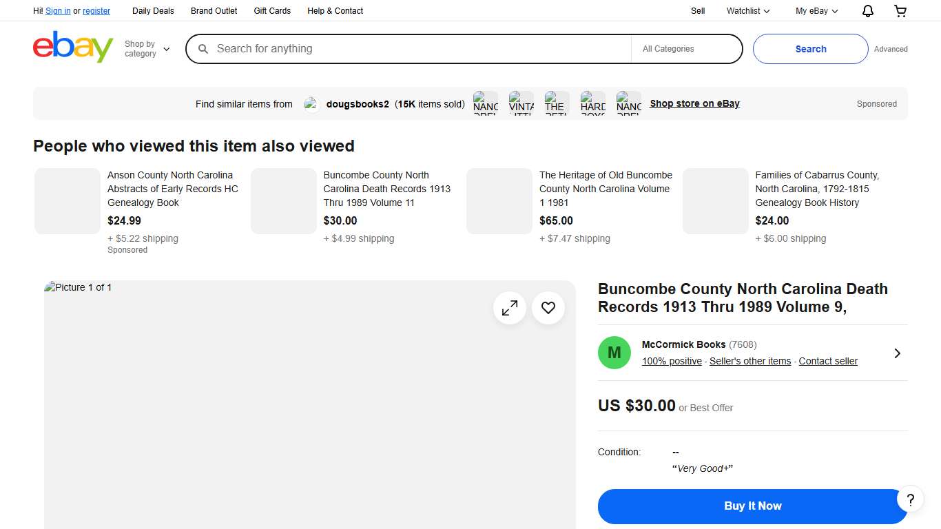 Buncombe County North Carolina Death Records 1913 Thru 1989 Volume 9, eBay
